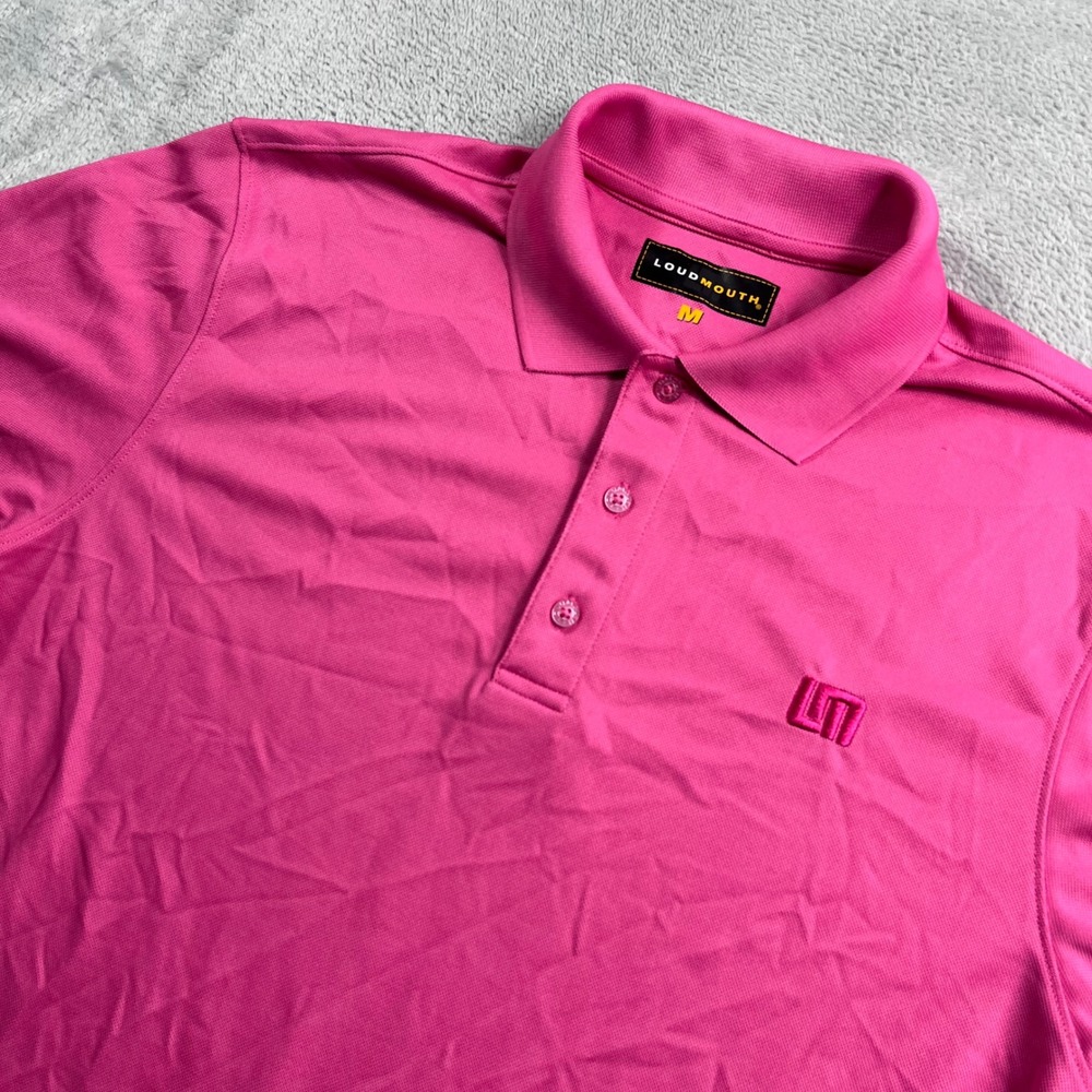 Loudmouth Golf Mens‎ Pink Performance Short Sleeve Polo Shirt Size Medium Solid